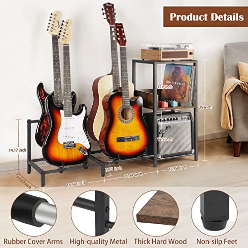 4-Tier Adjustable Guitar Stand with Shelf F843