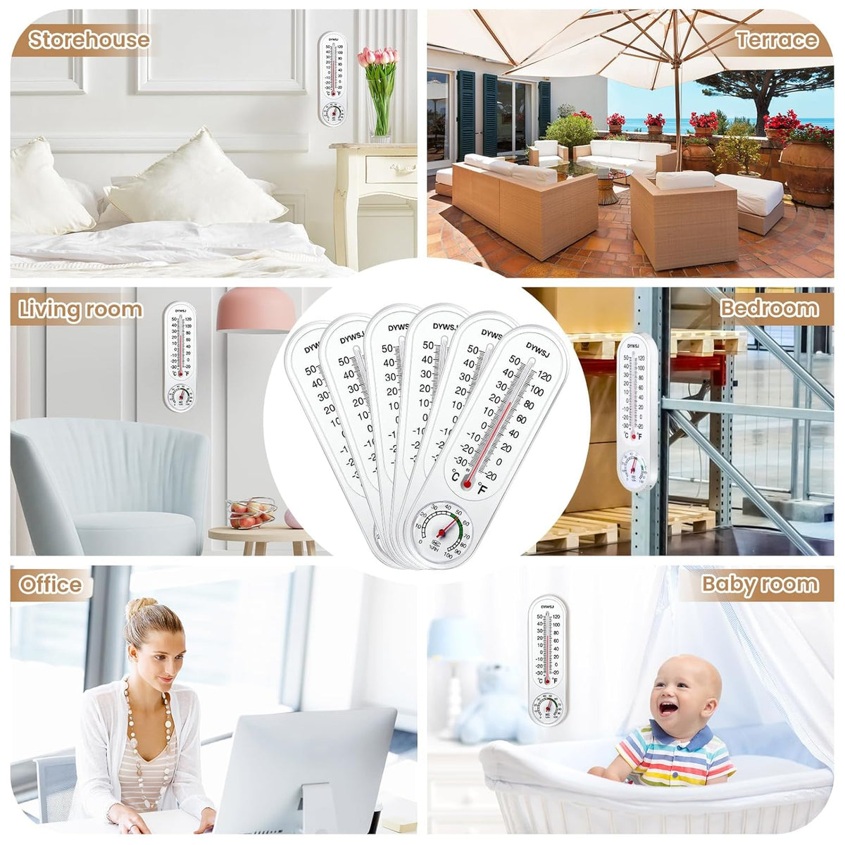 20 Pcs Thermometer Hygrometer Temperature Humidity Meter with Celsius/Fahrenheit M178572