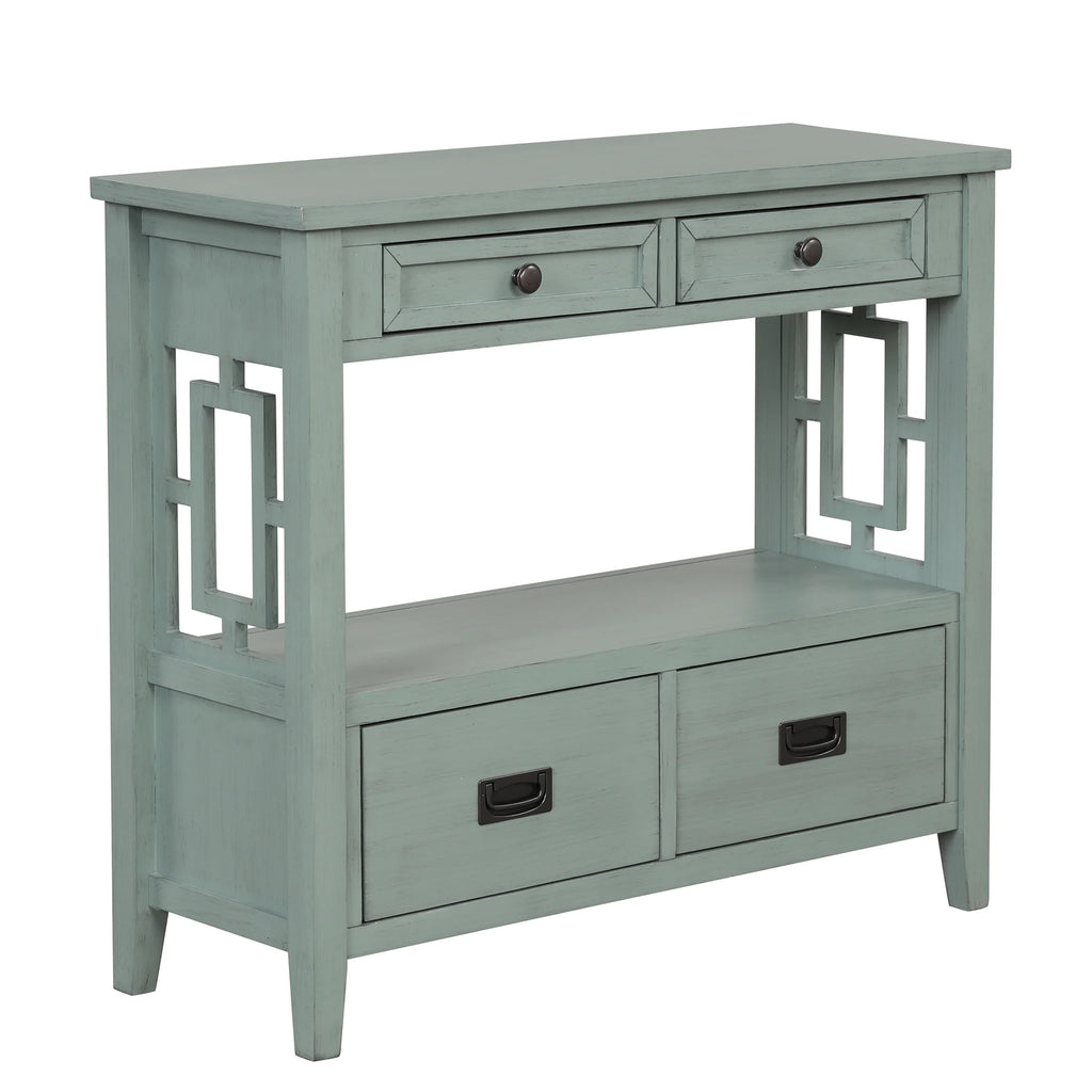 36'' Pine Wood Console Table with 4 Drawers C877737