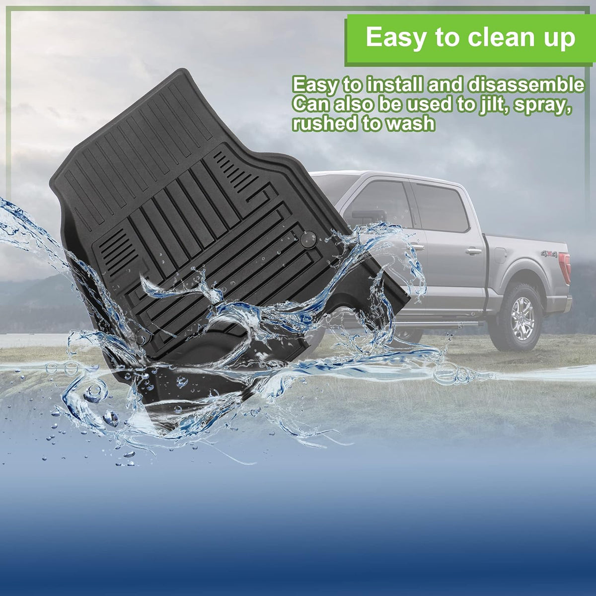Black TPE All Weather Floor Mats, Full Set of Front and Rear W312940