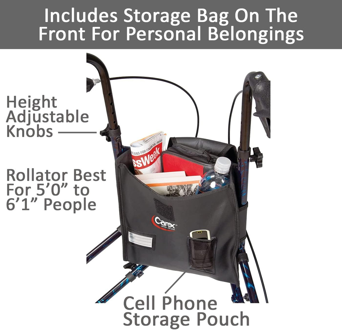 3 Wheel Foldable Walker with Adjustable Handles I740208
