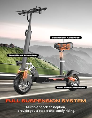 1500W Peak Motor 45 Miles Range 30MPH Top Speed 10" Off Road Tires Dual Suspension Folding Electric Scooter L309085