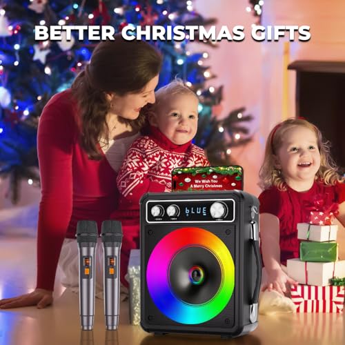 Portable Bluetooth Karaoke Speaker with 2 Wireless Microphones I6320