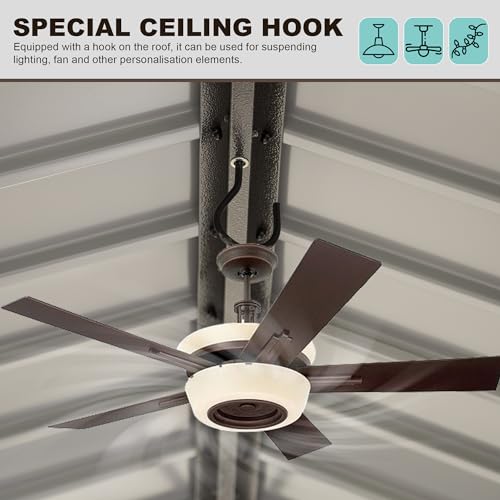 Brown Hardtop Grill Gazebo with 2 Side Shelves J415