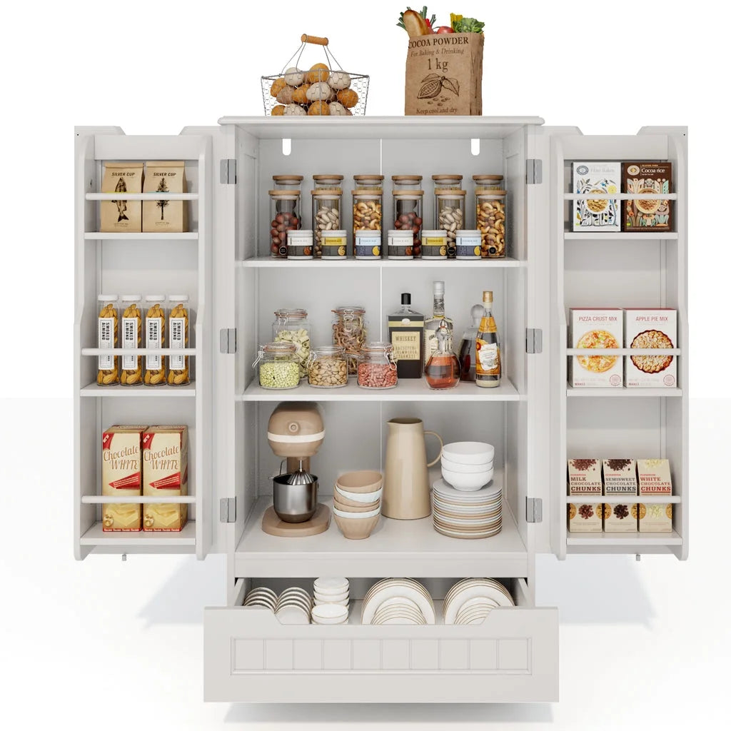 White Kitchen Storage Cabinet with 2 Doors and 1 Drawer Q301814