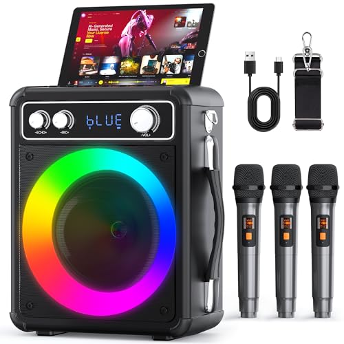 Portable Bluetooth Karaoke Speaker with 2 Wireless Microphones I6320