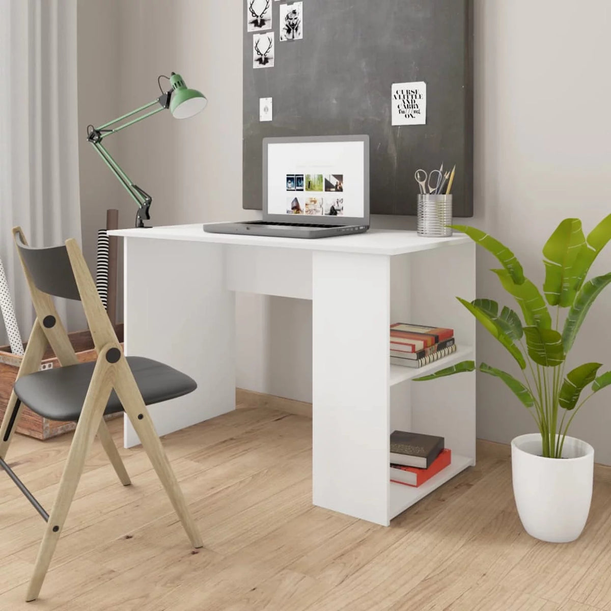 White Engineered Wood Desk J37256
