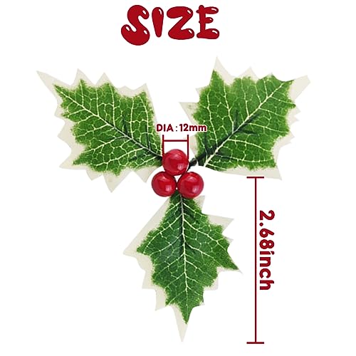 Artificial Holly Berries with Green Leaves R6608
