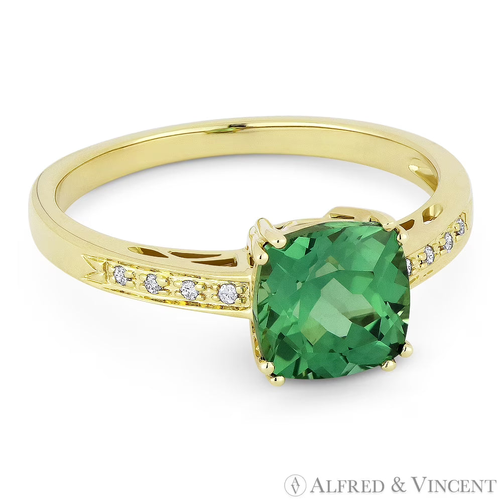 14k Yellow Gold Green Spinel & Diamond Engagement Ring O130562