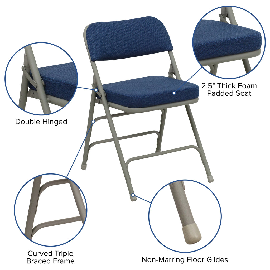 Navy Blue Padded Folding Chair 4-Pack W878