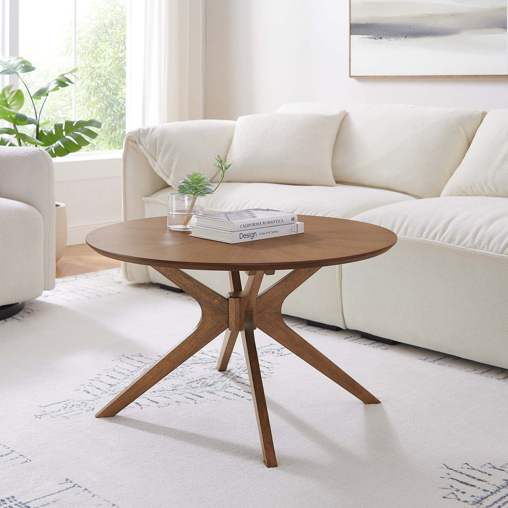 Round Wood Coffee Table in Walnut Z576