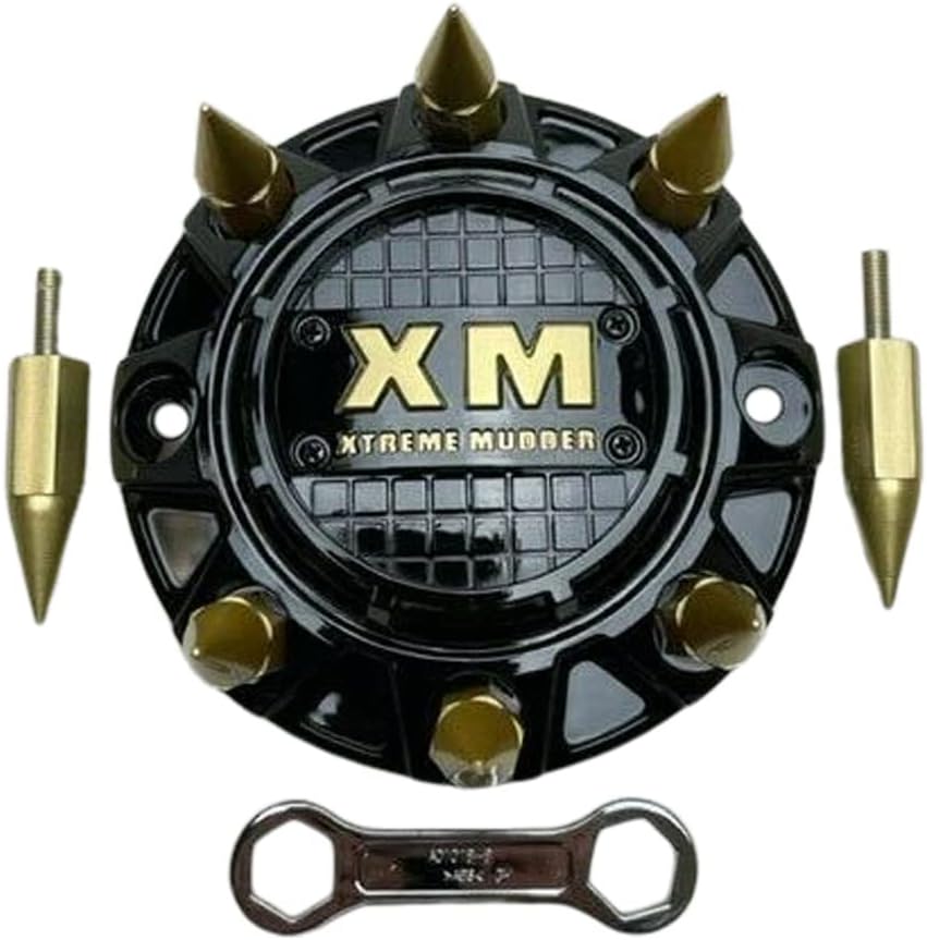 Gloss Black Gold Spikes Wheel Center Cap Pack of 2 P40251