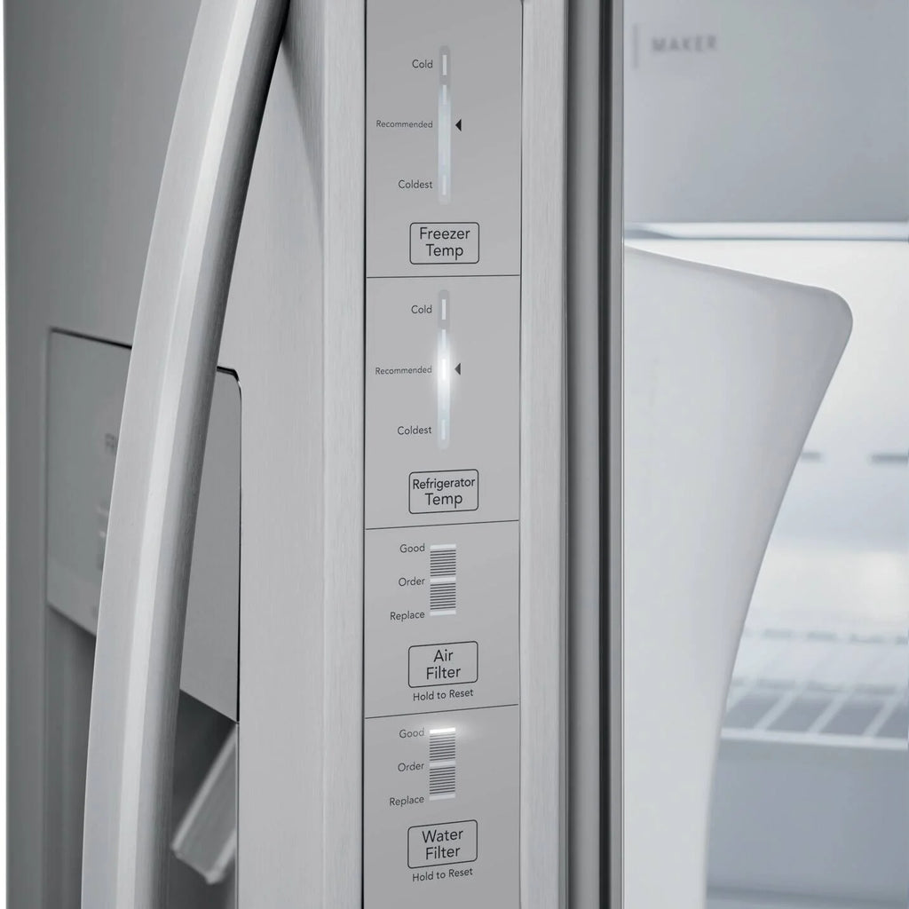 36 IN 25.6 CU FT Stainless Steel Side-by-Side Refrigerator with Water and Ice Dispenser O494004