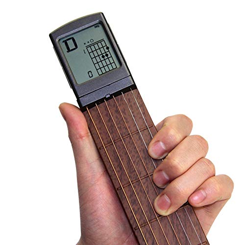 Portable Guitar Chord Practice Tool with Rotatable Chords Chart Screen W3526