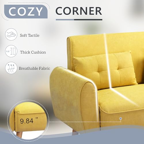 Dark Grey Linen Loveseat Sofa with 2 Pillows F8886
