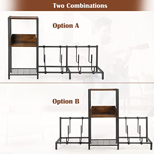 4-Tier Adjustable Guitar Stand with Shelf F843
