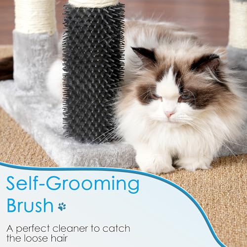 Light Gray 74 inches Multi-Level XL Cat Tree with Three Cat Condos and Two Top Decks G81476