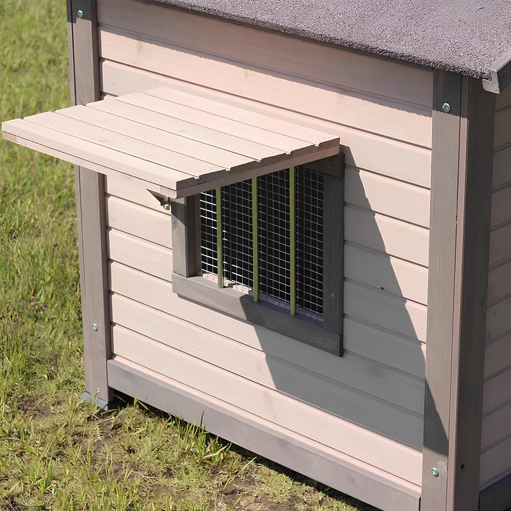 Grey Weatherproof Wooden Dog House with Elevated Floor P7453