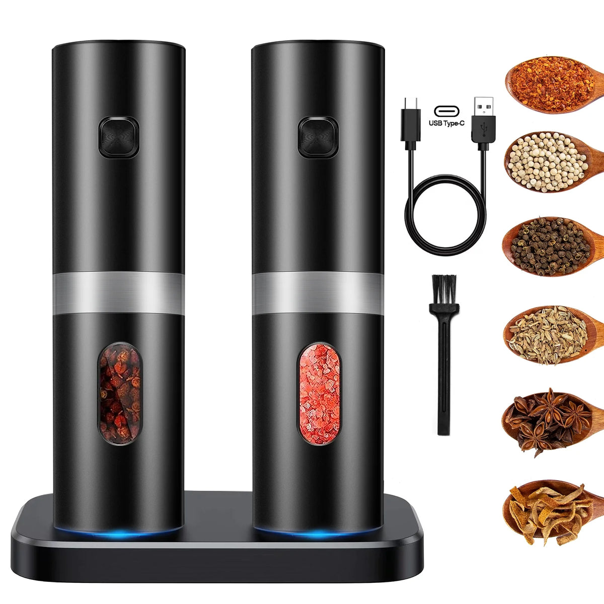 Rechargeable Electric Salt and Pepper Shakers, Set of 2 B29225