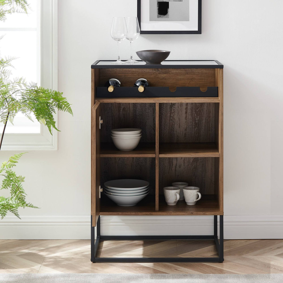 Glass Top 1-Door Bar Cabinet D48819
