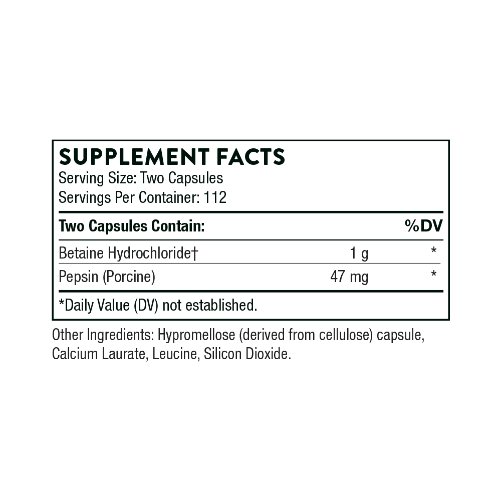 225 Capsules Betaine HCL & Pepsin B85686