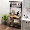Rustic Brown 4-Tier Baker's Rack with 5 Hooks X56751