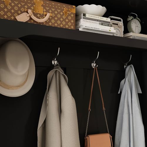Grey Entryway Coat Rack with Storage Bench and Shoe Rack P6160