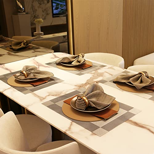 Placemats Set of 6 Heat Resistant Woven PVC Placemats V7088