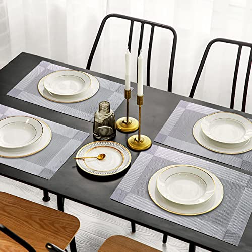 Placemats Set of 6 Heat Resistant Woven PVC Placemats V7088