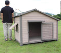 Grey Weatherproof Wooden Dog House with Elevated Floor P7453