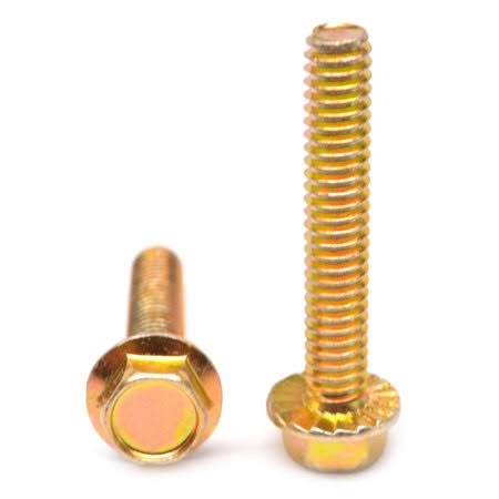 3/8-16 x 5/8 Grade 5 Hex Flange Screw Medium Carbon Steel Yellow Zinc Plated Z774945