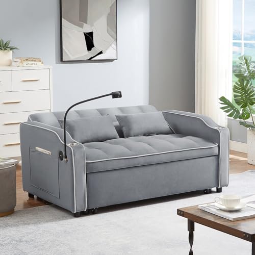 3-in-1 Velvet Convertible Sleeper Sofa Bed P5141