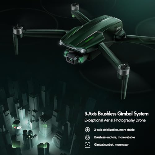 6K Drone with Camera, 4K/30fps Video, 3-Axis Brushless Gimbal, 70mins Flight Time with 2 Batteries, 10000ft Long Range H701