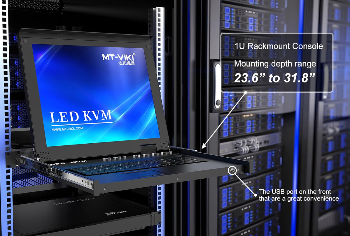 Cat6 LCD KVM Console 16 Port 1U 17'' Rack Mount KVM Switch K437