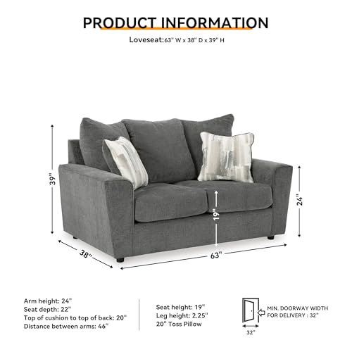 Gray Casual Loveseat with Flared Arms O7468