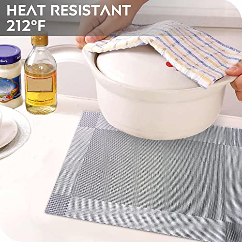 Placemats Set of 6 Heat Resistant Woven PVC Placemats V7088