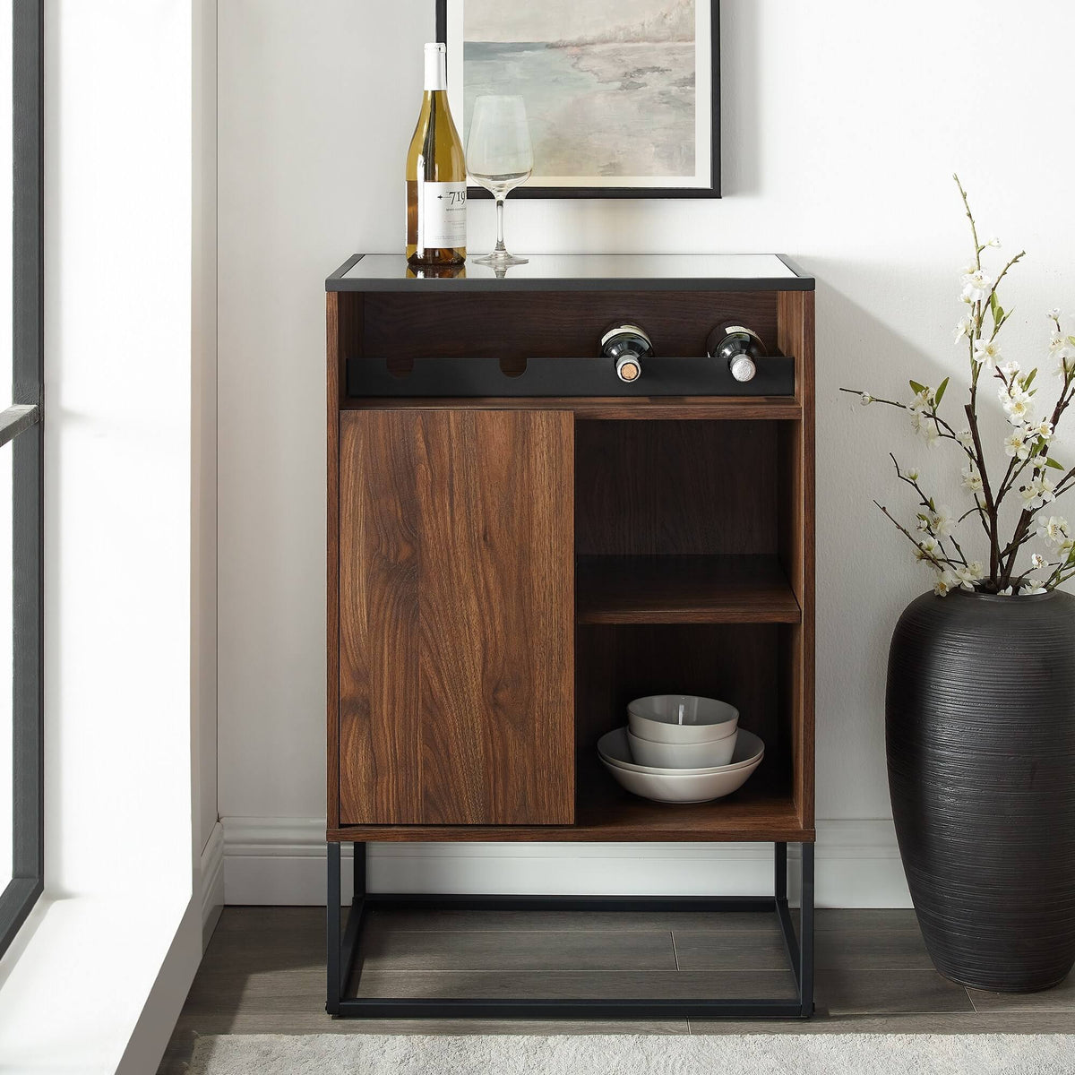 Glass Top 1-Door Bar Cabinet D48819