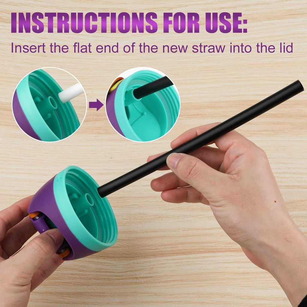 6pcs Reusable Plastic Straws with Cleaning Brush for 24 oz Water Bottle O51185