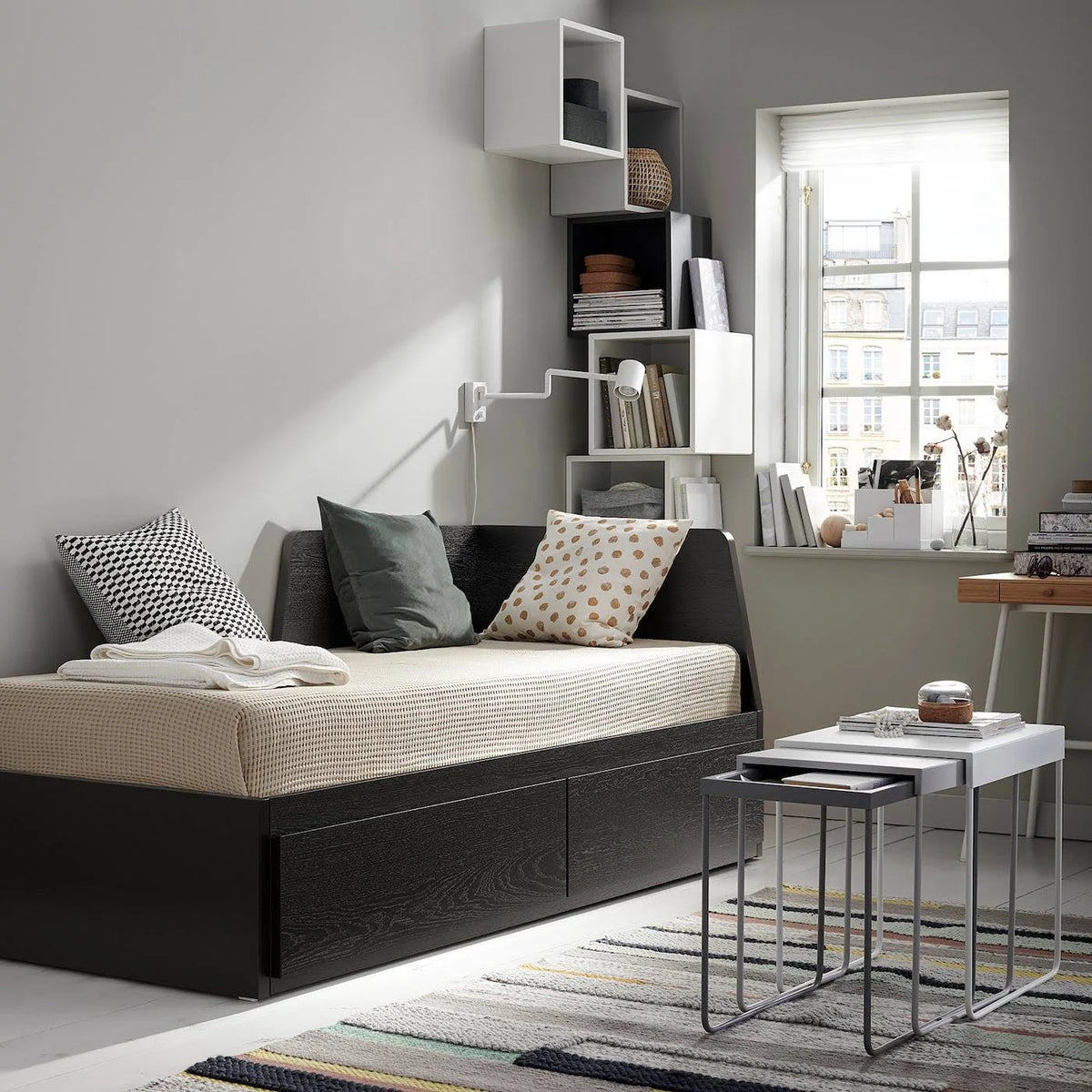 Black Twin Daybed Frame with 2 Drawers X4336