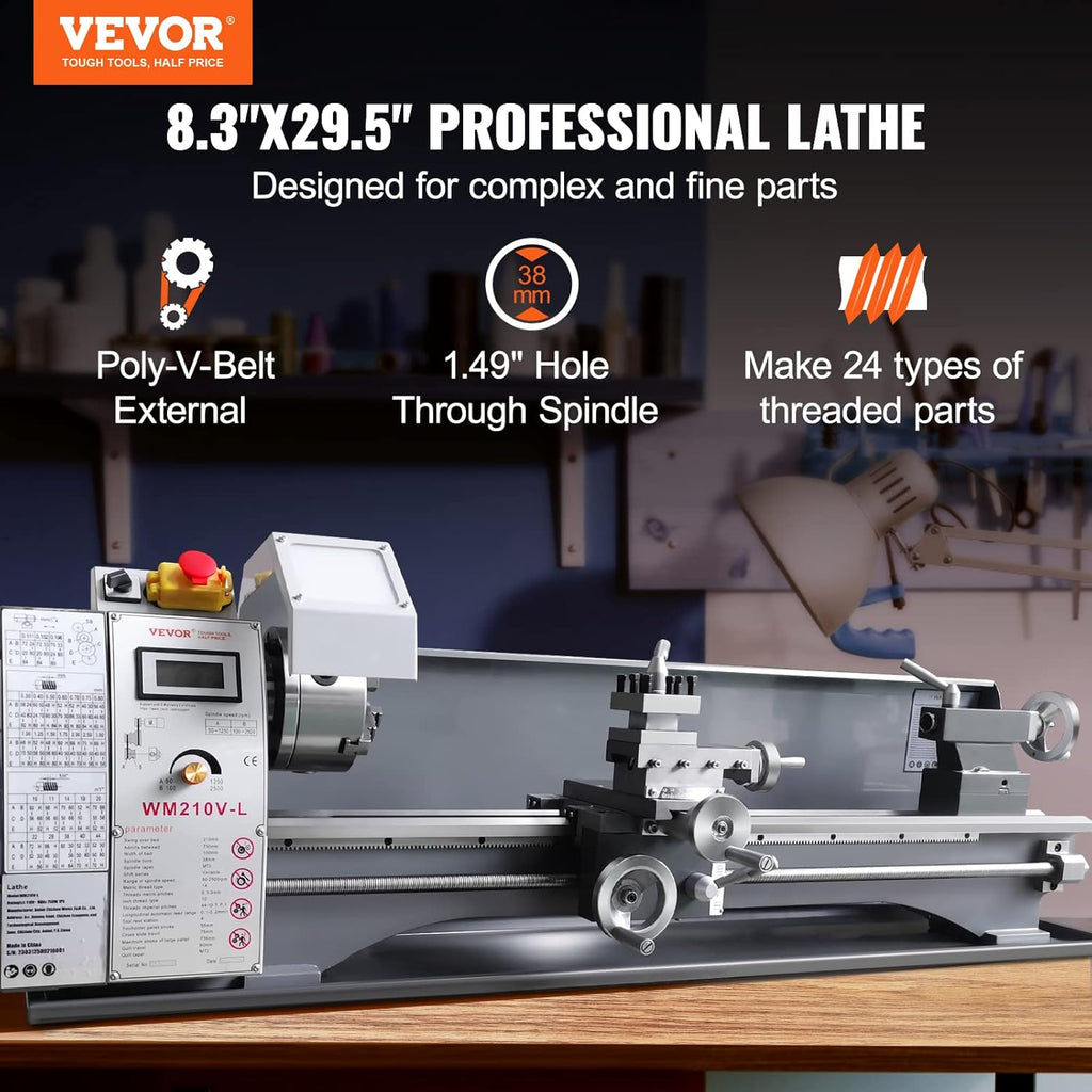 8.3'' x 29.5'' Benchtop Metal Lathe with Tool Box R505050