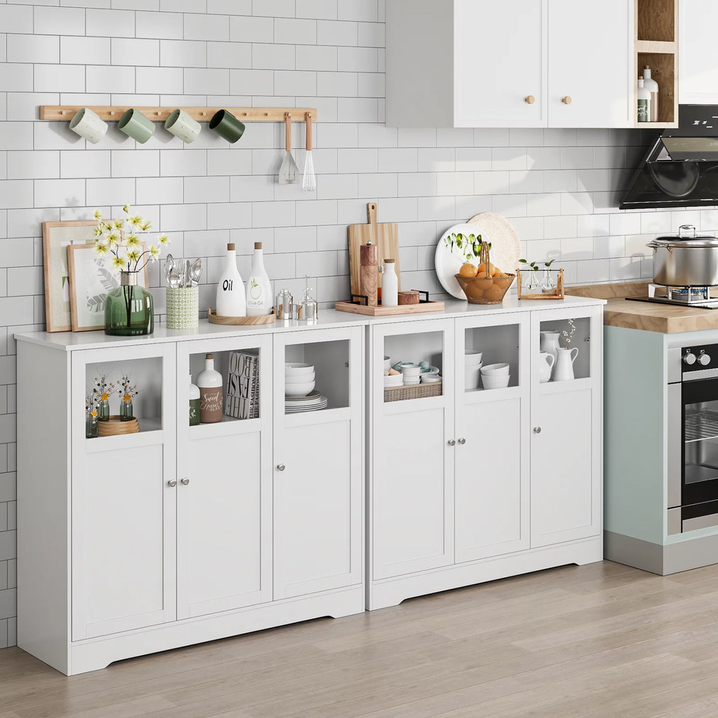 White 3 Glass Door Accent Cabinet H5715