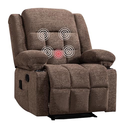 Brown Manual Recliner Chair with Massage and Heat X950