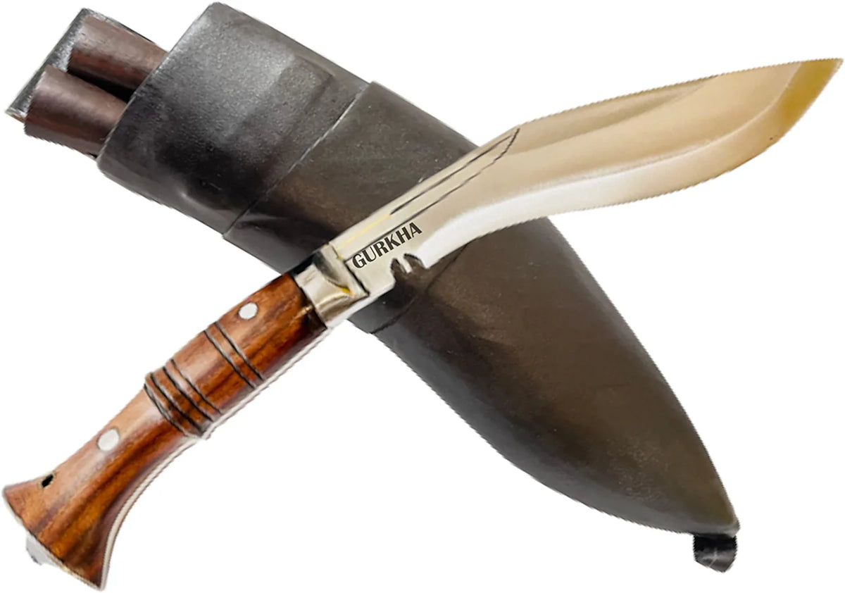 11 IN Hand-Hammered Carbon Steel Kukri Knife with Leather Sheath D3780