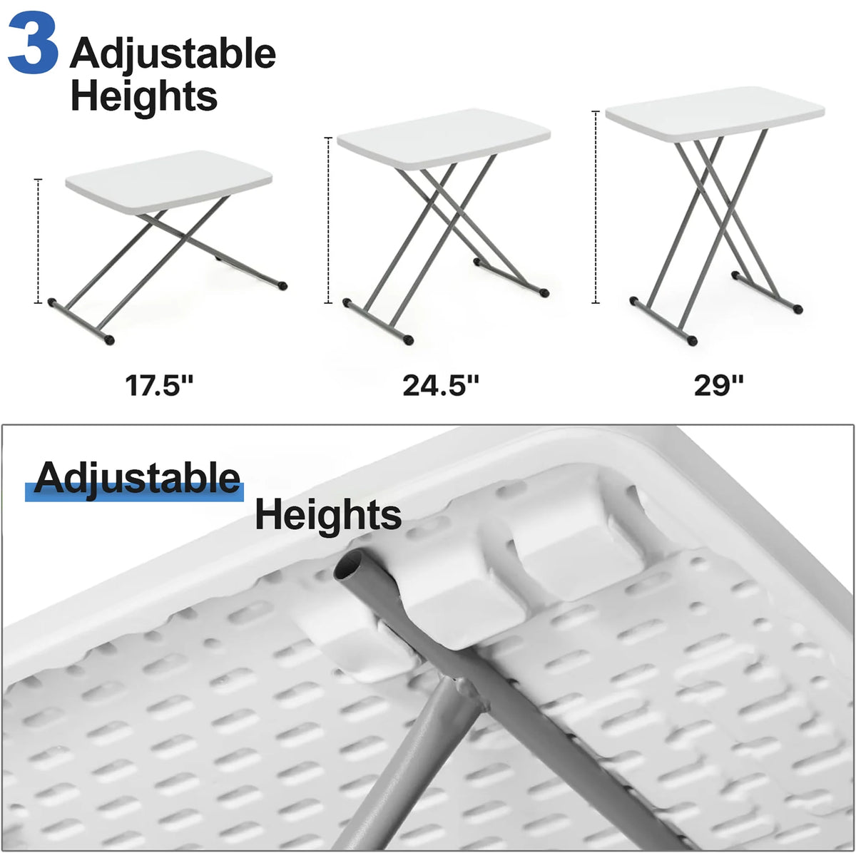 Portable Folding TV Tray Table White 30 Inch Z768