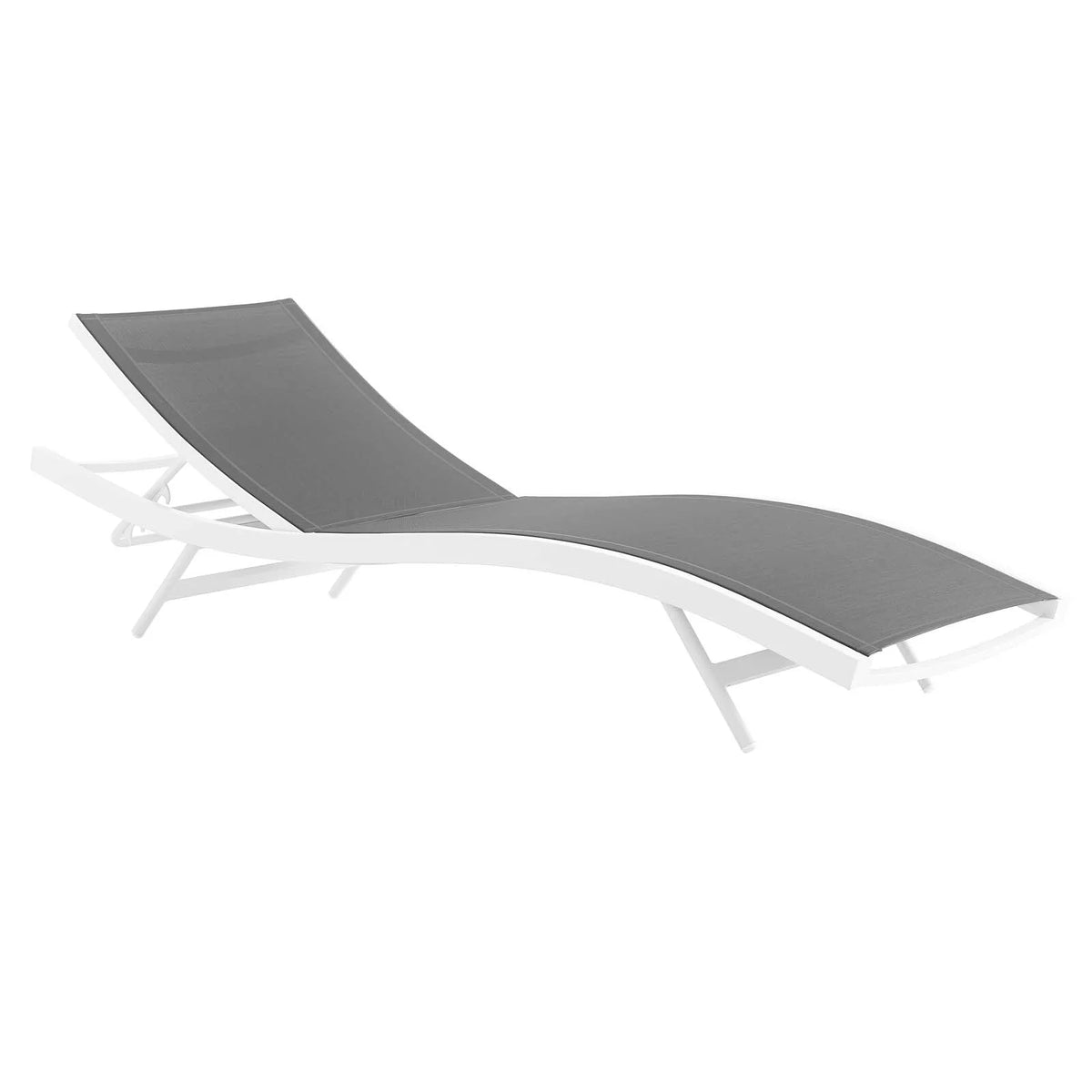 White Gray Mesh Chaise Lounge Chair P958066