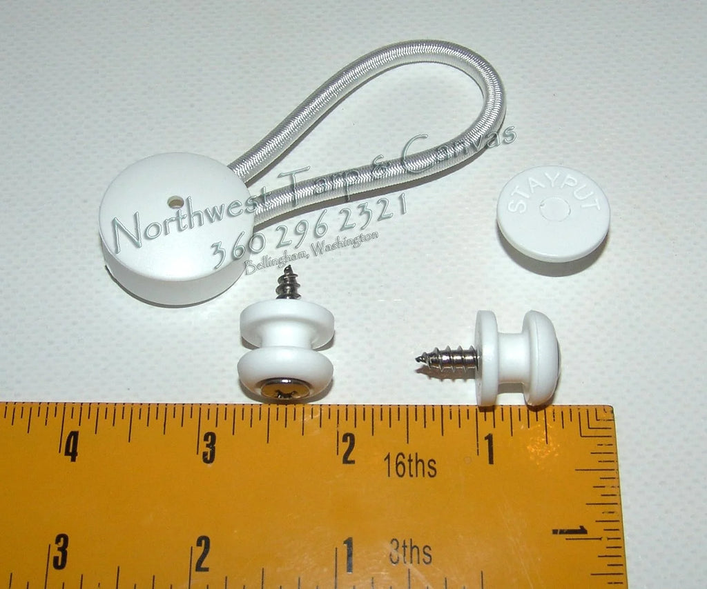 White Surface Attachment Bungee Fastener, 4 Pcs B46155