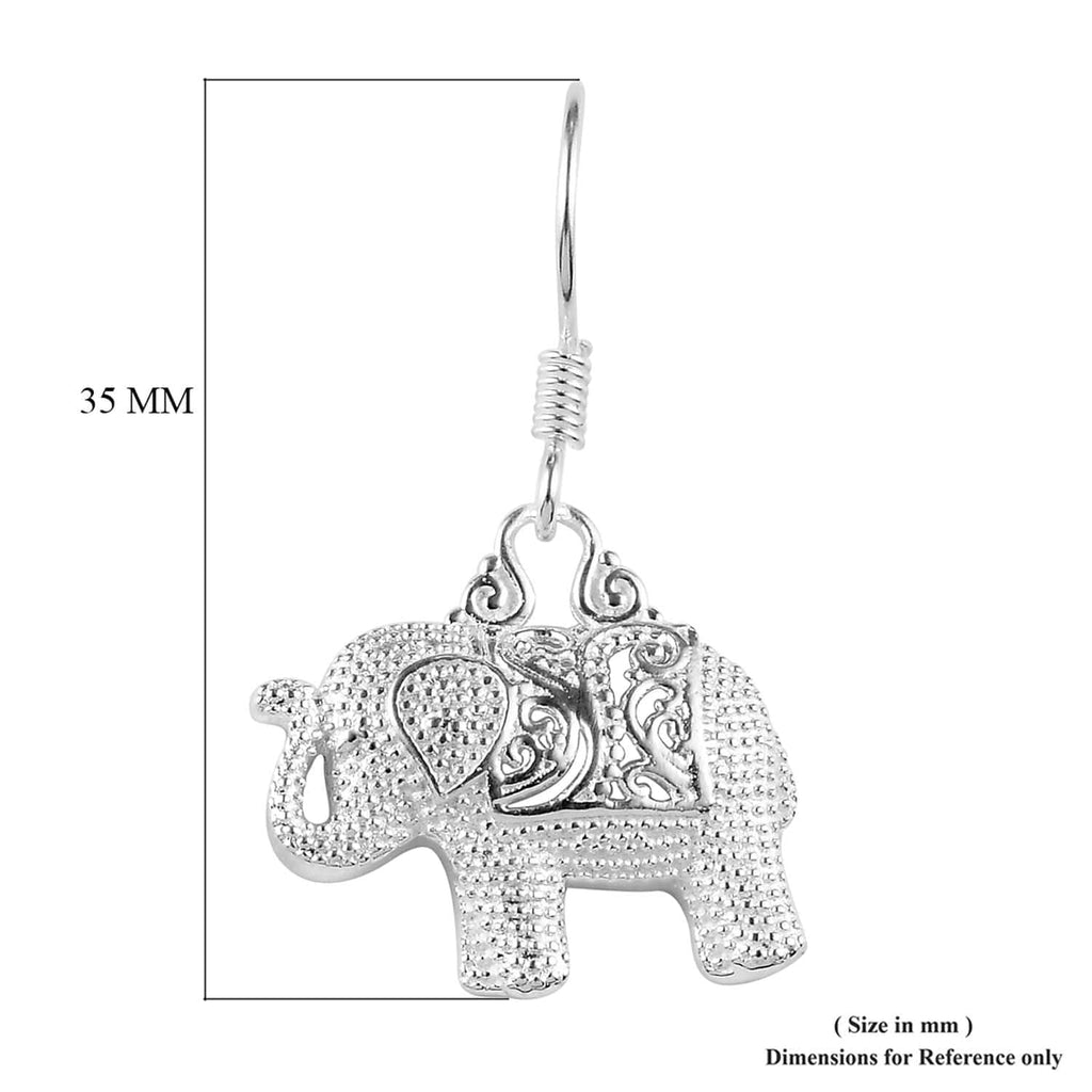 Sterling Silver Elephant Dangle Earrings P8934