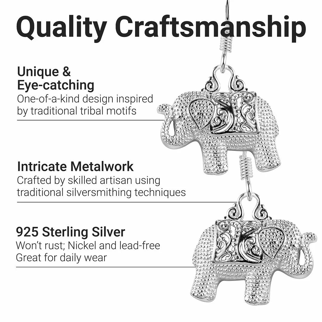 Sterling Silver Elephant Dangle Earrings P8934