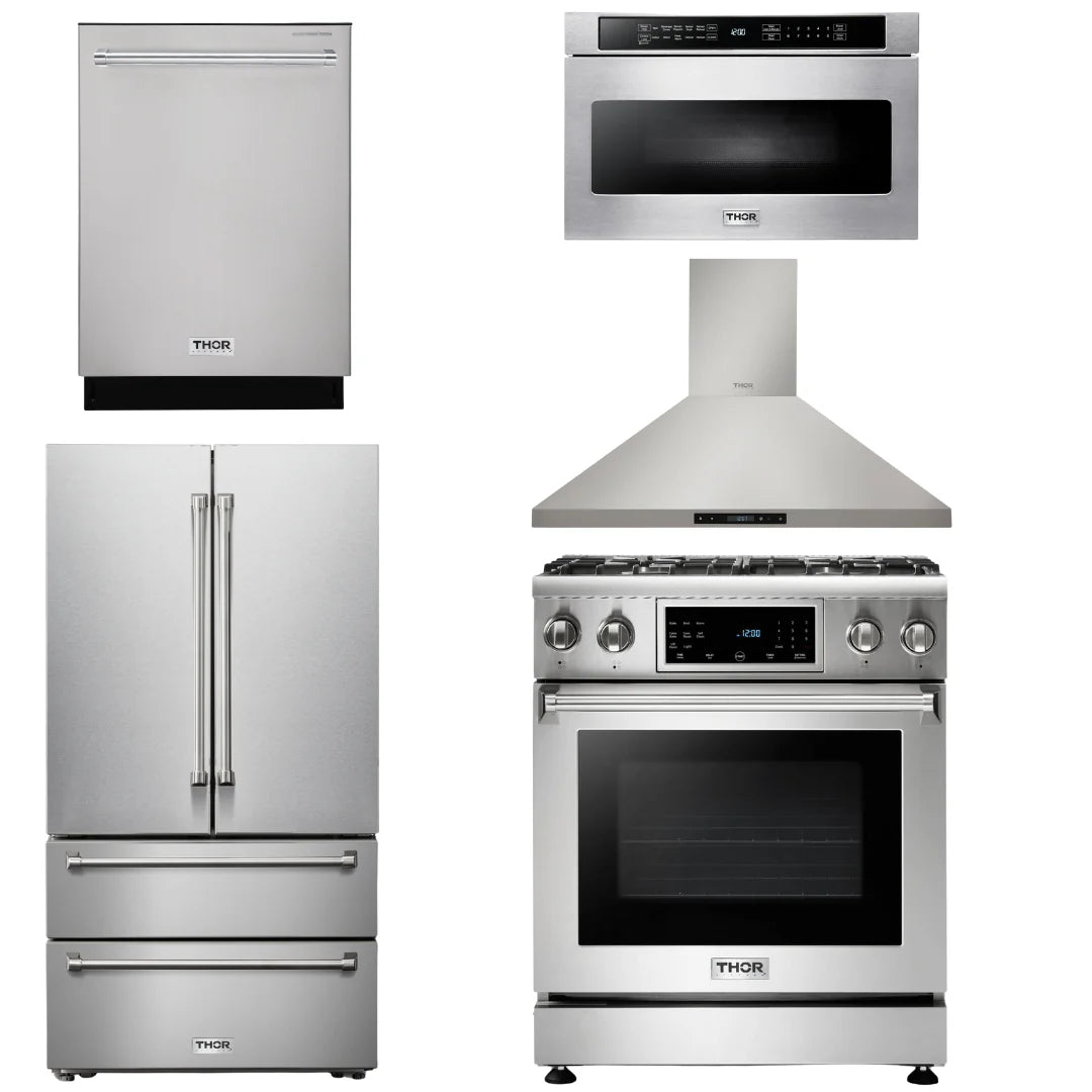 30 Gas Range, Range Hood, Microwave, Refrigerator, Dishwasher N7151