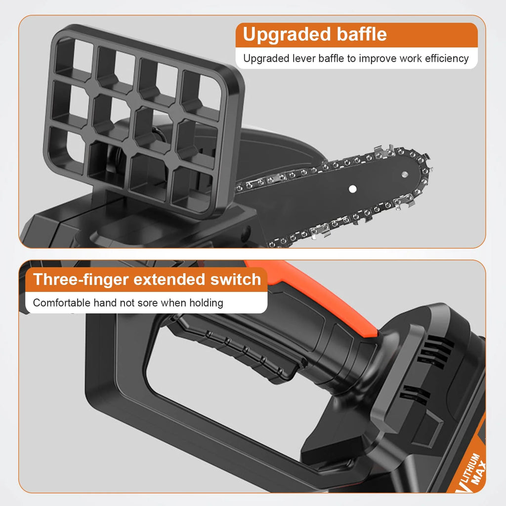6-Inch Cordless Mini Chainsaw with 2 Batteries 2 Chains D37071